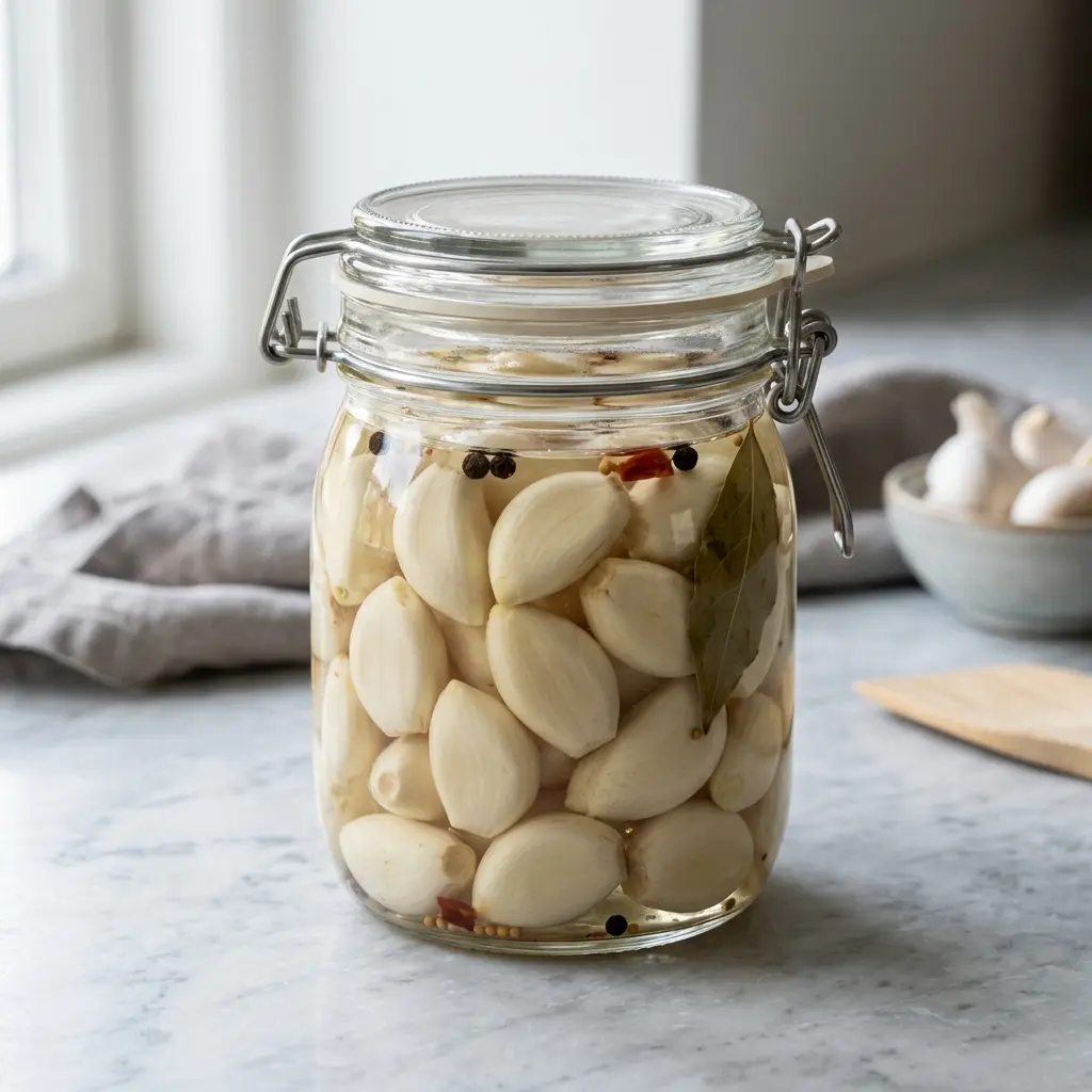 Foto della salsa, del dressing o del condimento: Aglio sottaceto