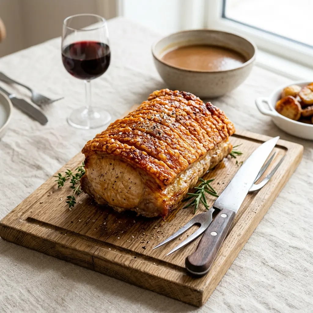 Foto del piatto pronto: Arrosto di maiale con cotenna al forno