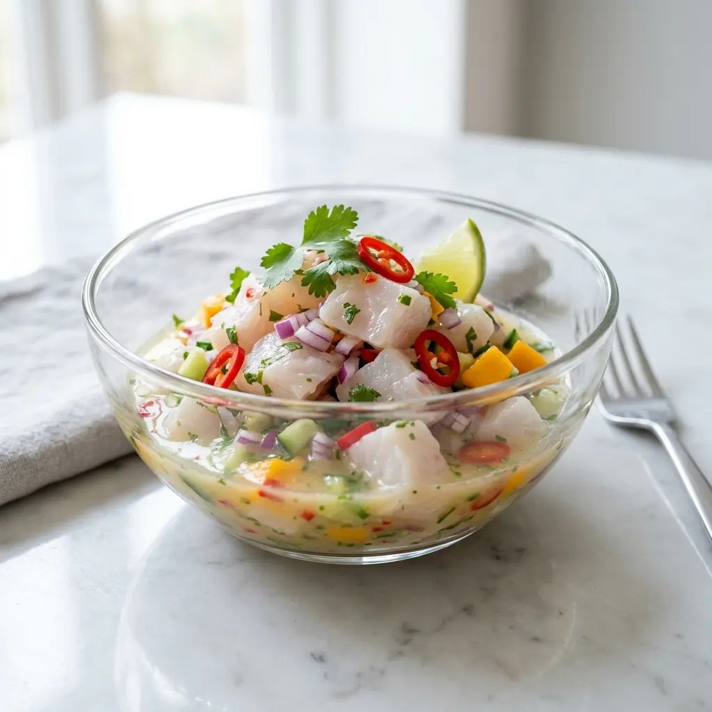 Foto del piatto pronto: Ceviche di merluzzo