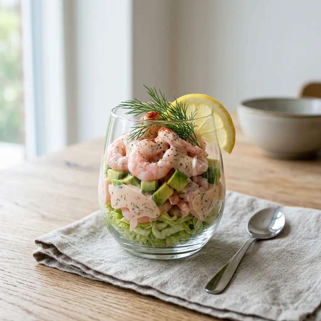 Foto della bevanda pronta: Cocktail di gamberi con avocado