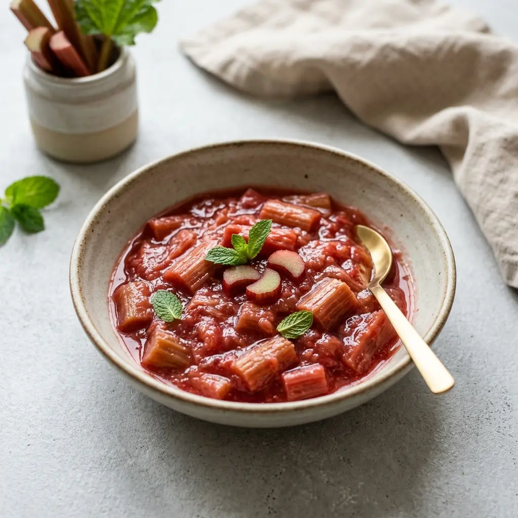 Foto della salsa, del dressing o del condimento: Composta di rabarbaro