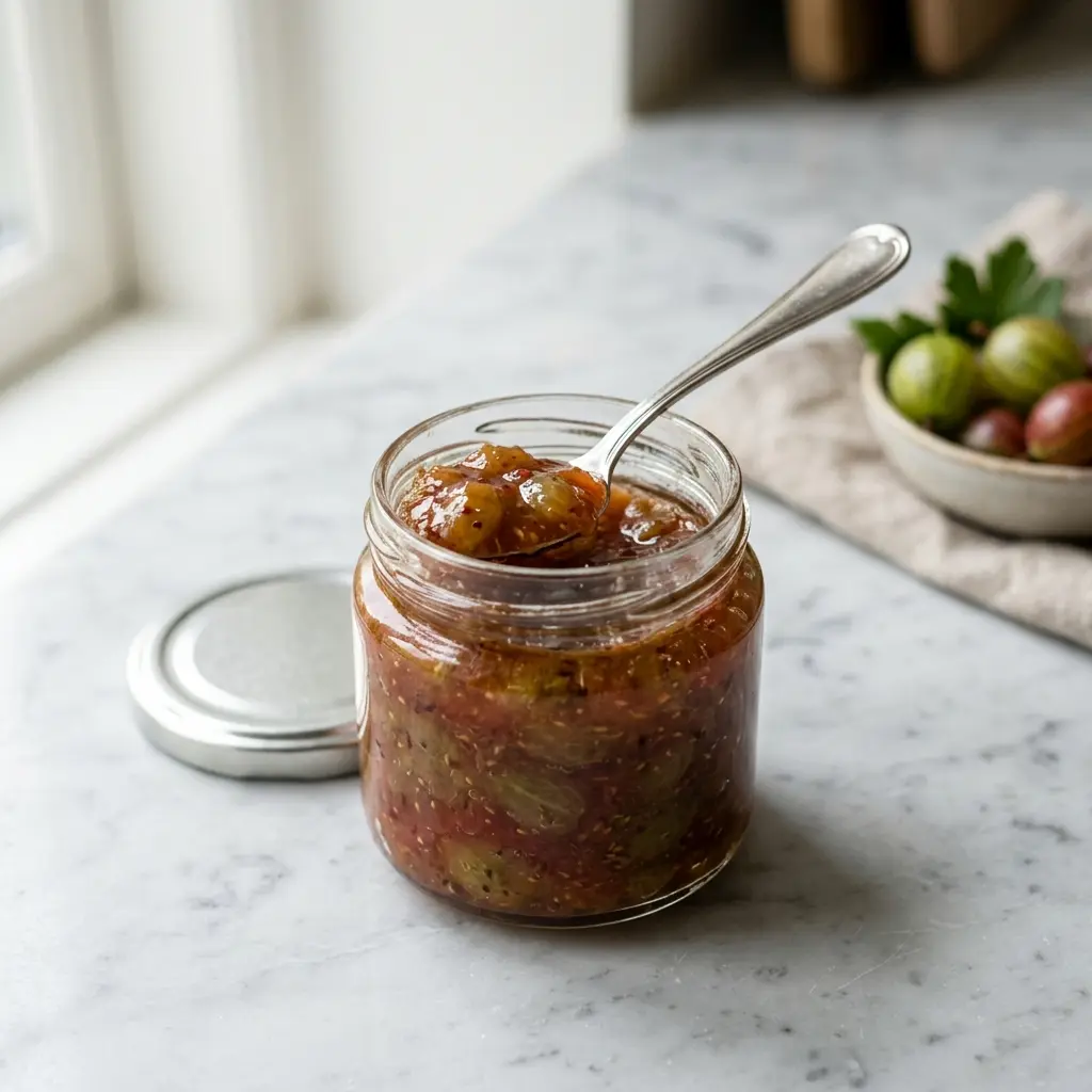 Foto della salsa, del dressing o del condimento: Confettura di uva spina