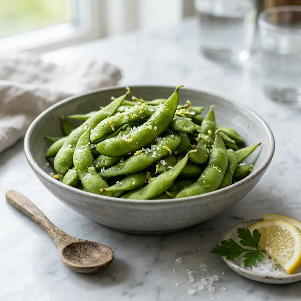 Foto del piatto pronto: Edamame con sale e limone