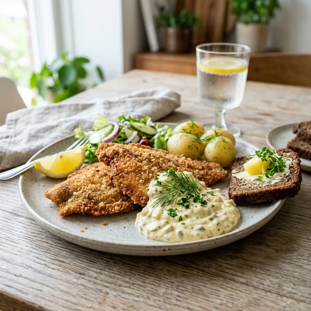 Foto della salsa, del dressing o del condimento: Filetto di pesce con salsa remoulade
