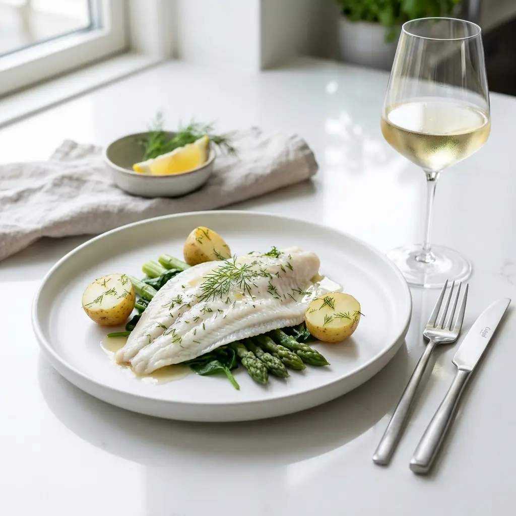 Foto del piatto pronto: Filetto di platessa al vapore