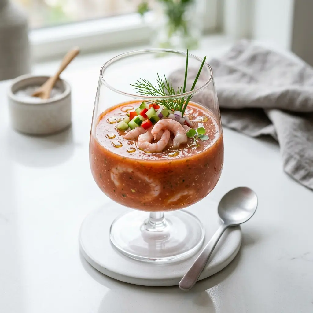 Foto del piatto pronto: Gazpacho con gamberi