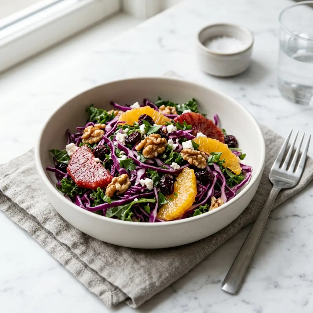 Foto dell'insalata pronta: Insalata di cavolo rosso
