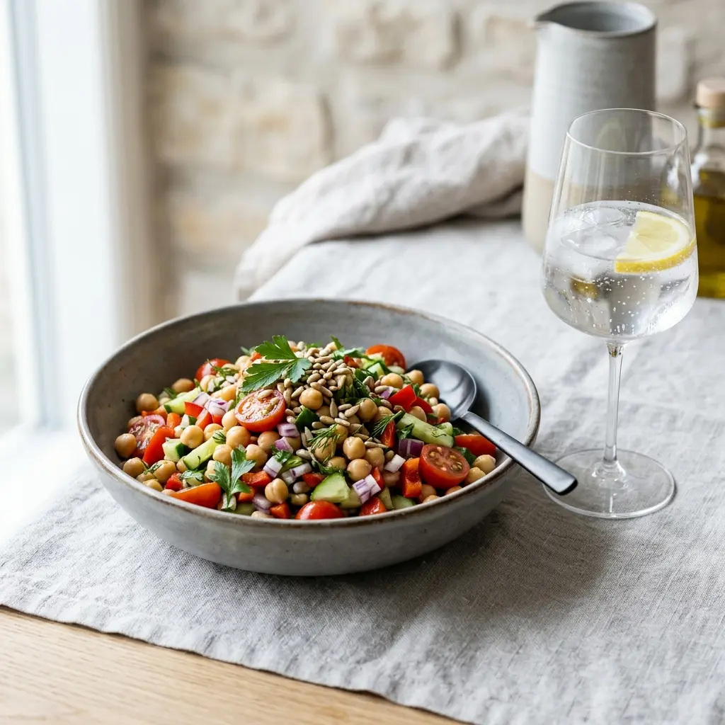 Foto dell'insalata pronta: Insalata di ceci