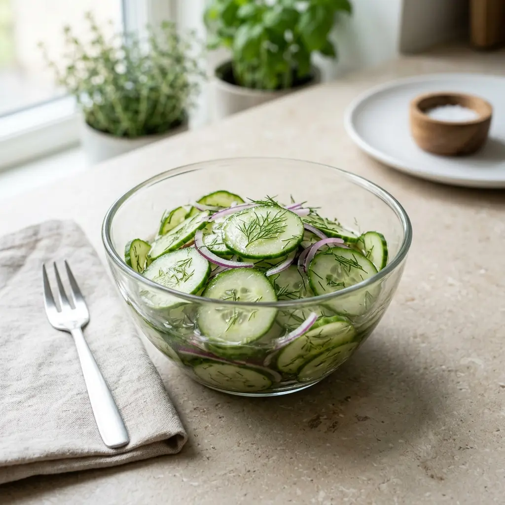 Foto dell'insalata pronta: Insalata di cetrioli