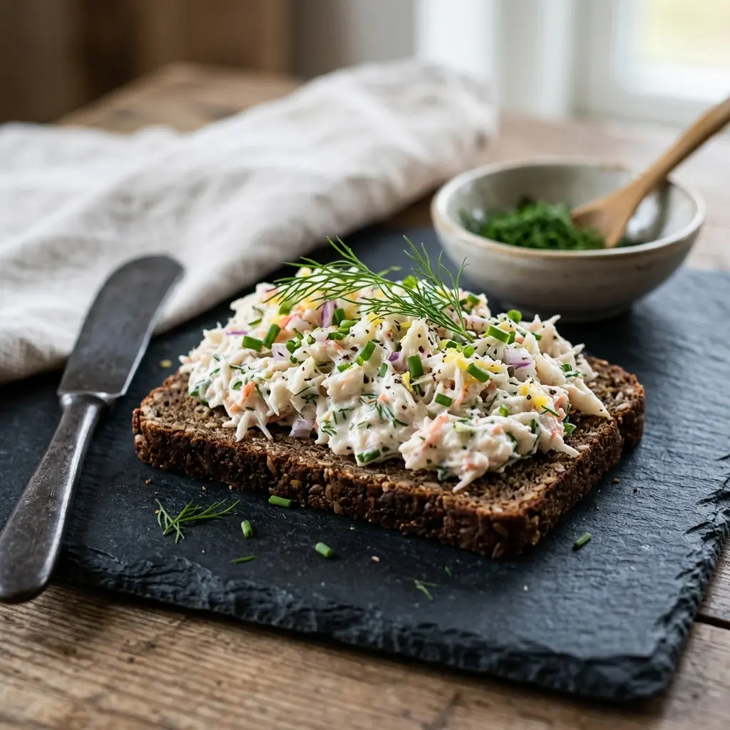 Foto del pane o prodotto da forno: Insalata di granchio per pane di segale