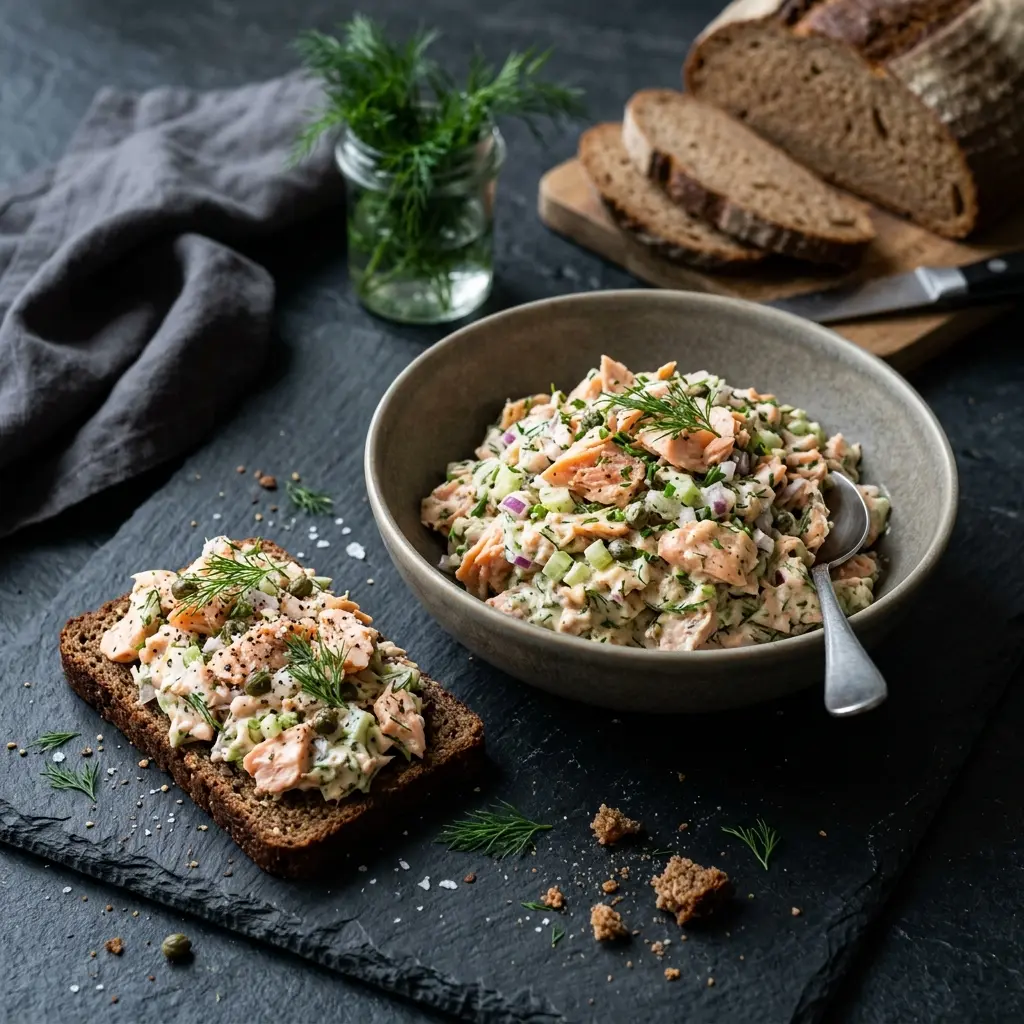 Foto dell'insalata pronta: Insalata di salmone fatta in casa
