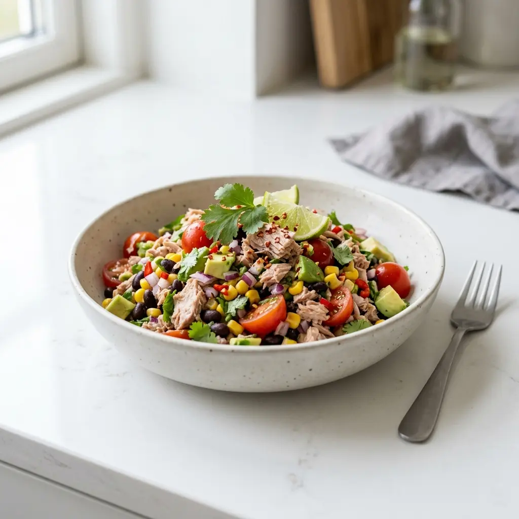 Foto dell'insalata pronta: Insalata di tonno alla messicana