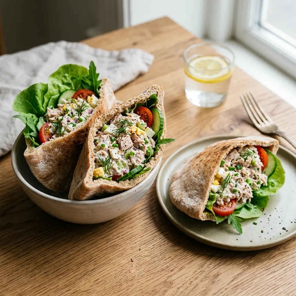 Foto del pane o prodotto da forno: Insalata di tonno nel pane pita