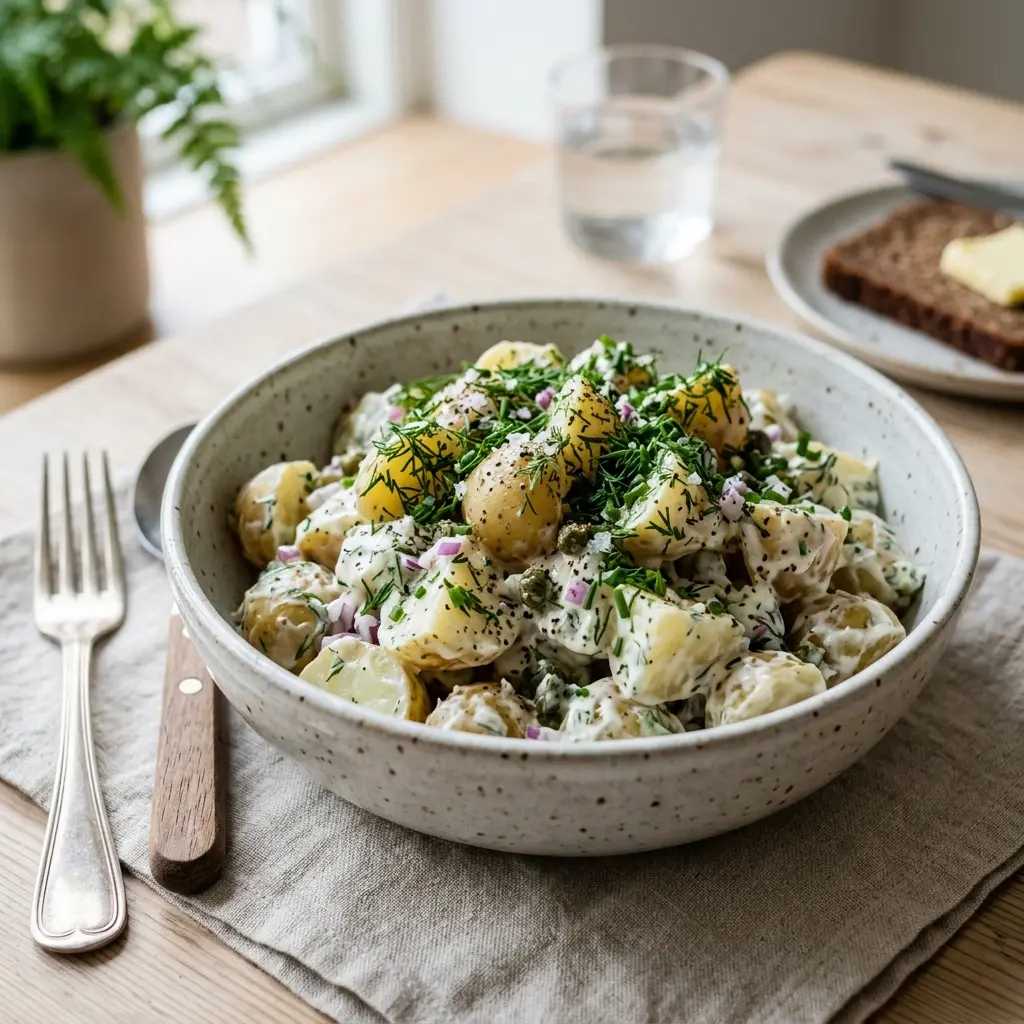 Foto dell'insalata pronta: Insalata fredda di patate