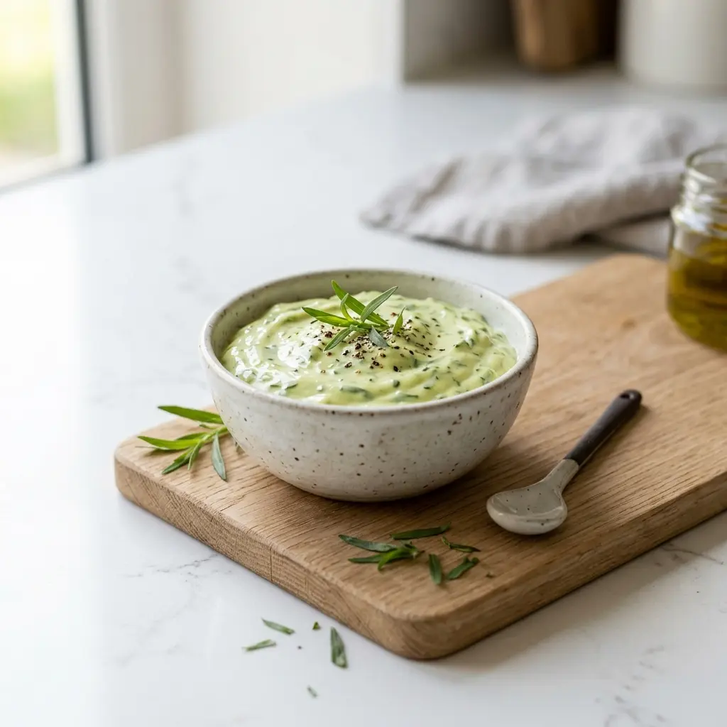 Foto della salsa, del dressing o del condimento: Maionese all'estragone