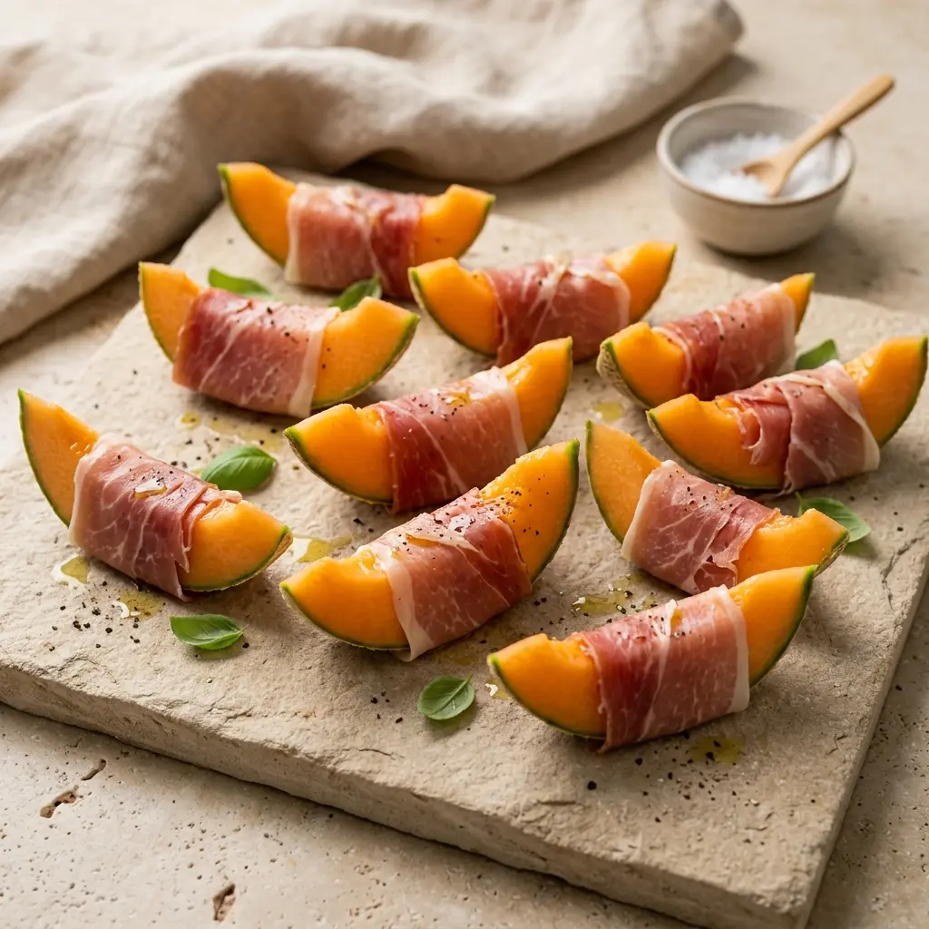 Foto del piatto pronto: Melone con prosciutto crudo