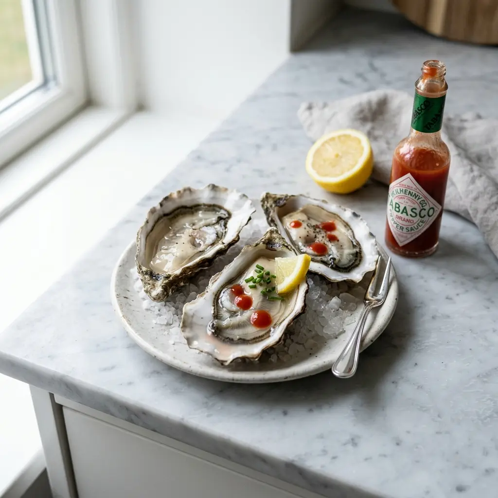 Foto del piatto pronto: Ostriche con tabasco