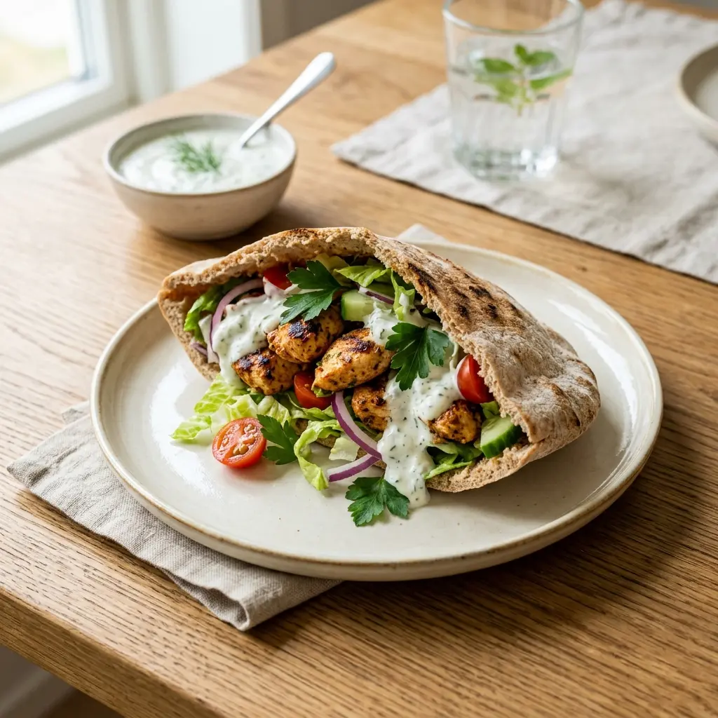 Foto del pane o prodotto da forno: Pane pita con pollo