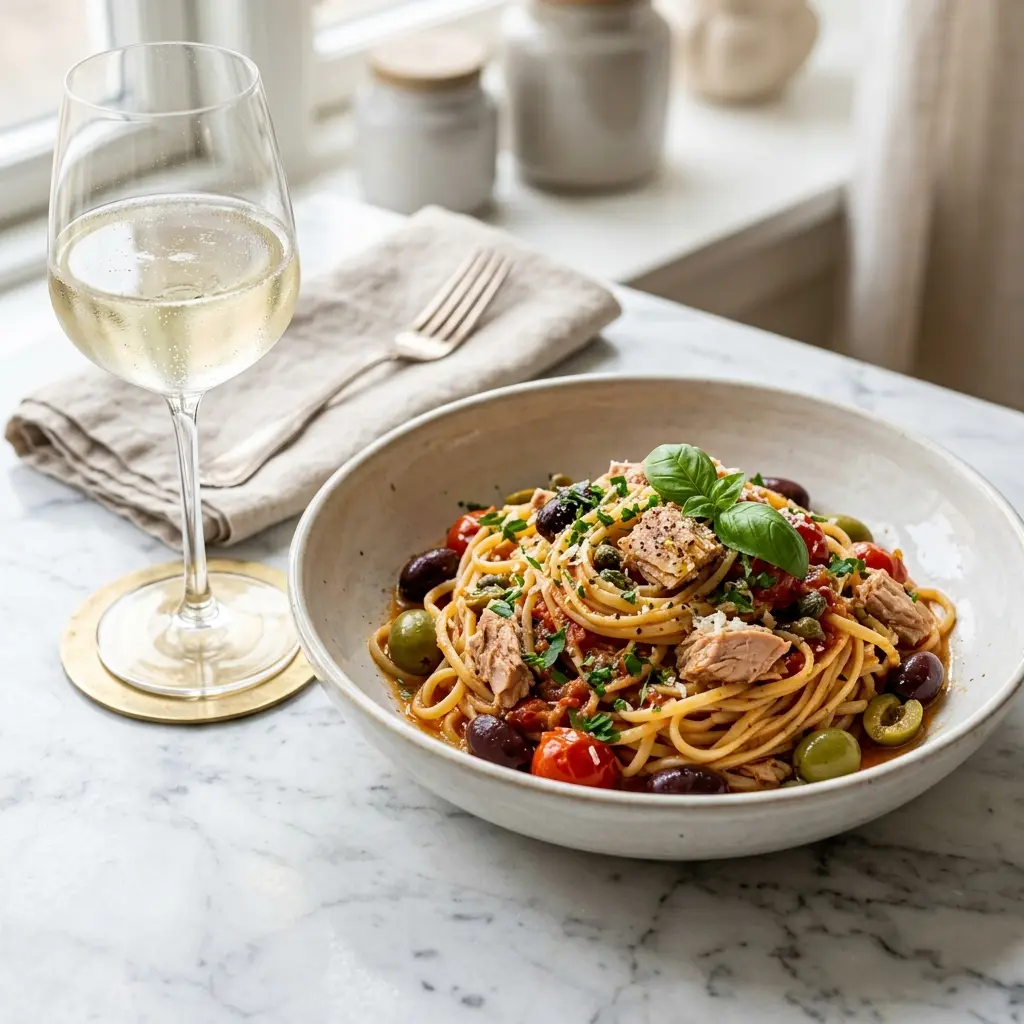 Foto del piatto pronto: Pasta con tonno e olive