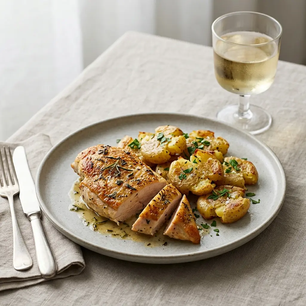 Foto del piatto pronto: Pollo con patate schiacciate