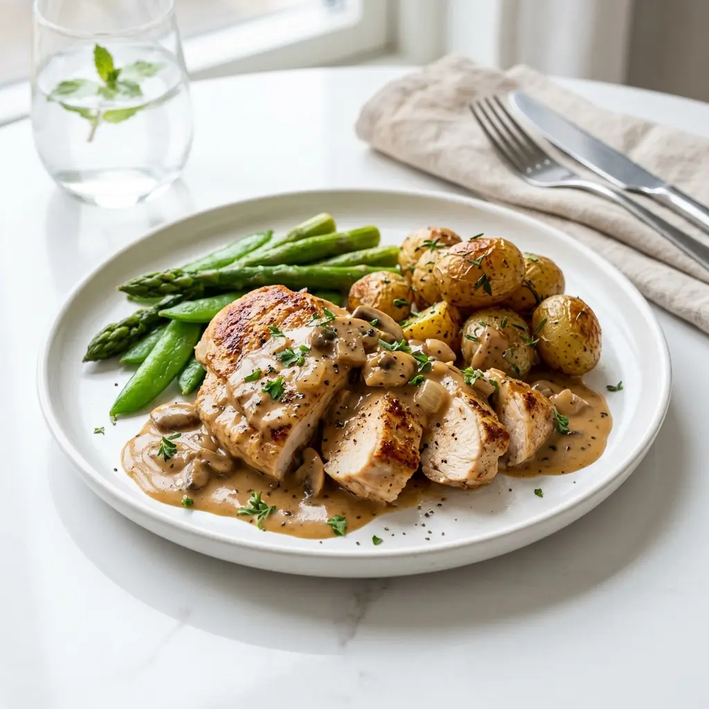 Foto della salsa, del dressing o del condimento: Pollo con salsa al whisky