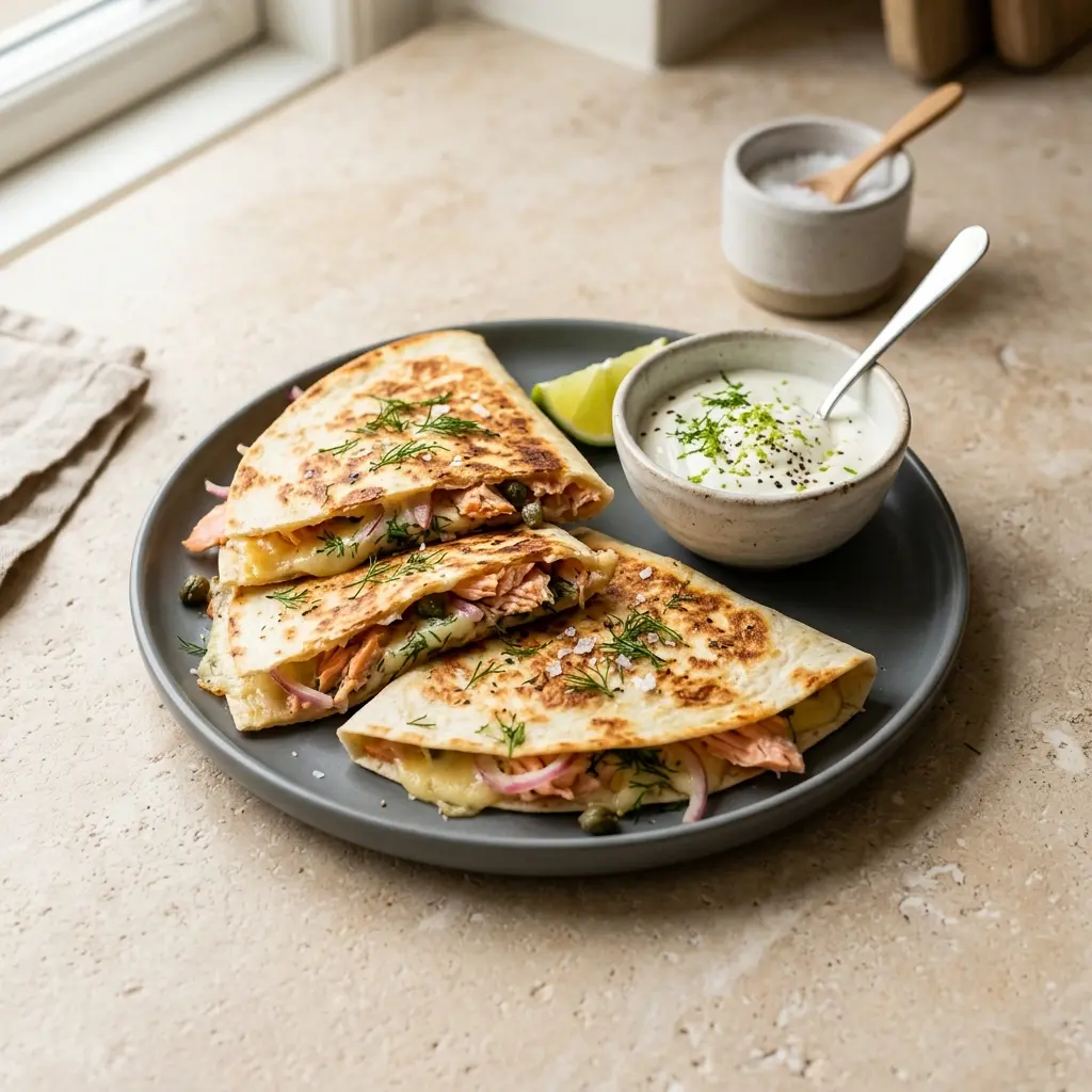 Foto del piatto pronto: Quesadillas con salmone