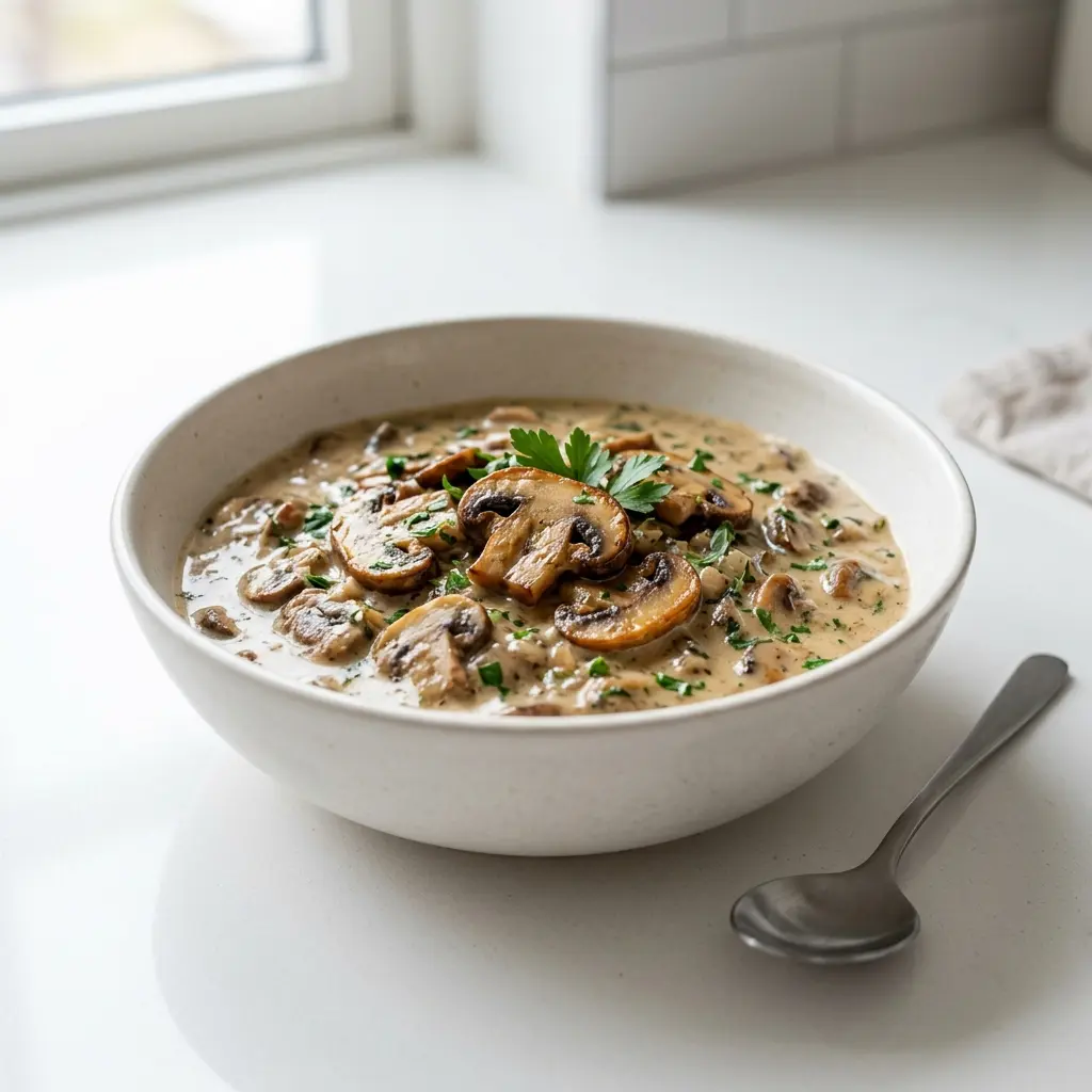Foto della salsa, del dressing o del condimento: Salsa ai funghi champignon