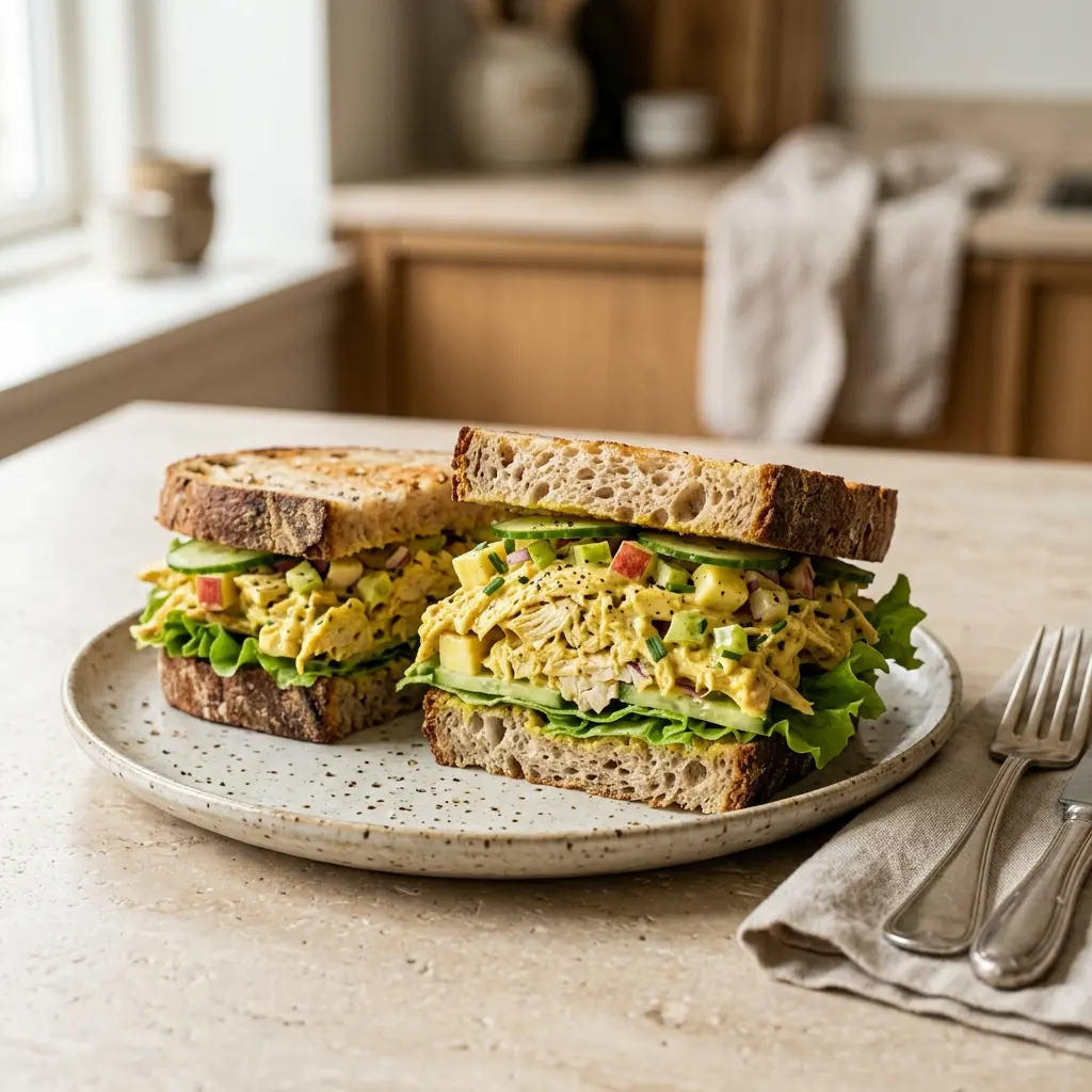 Foto del piatto pronto: Sandwich al pollo al curry
