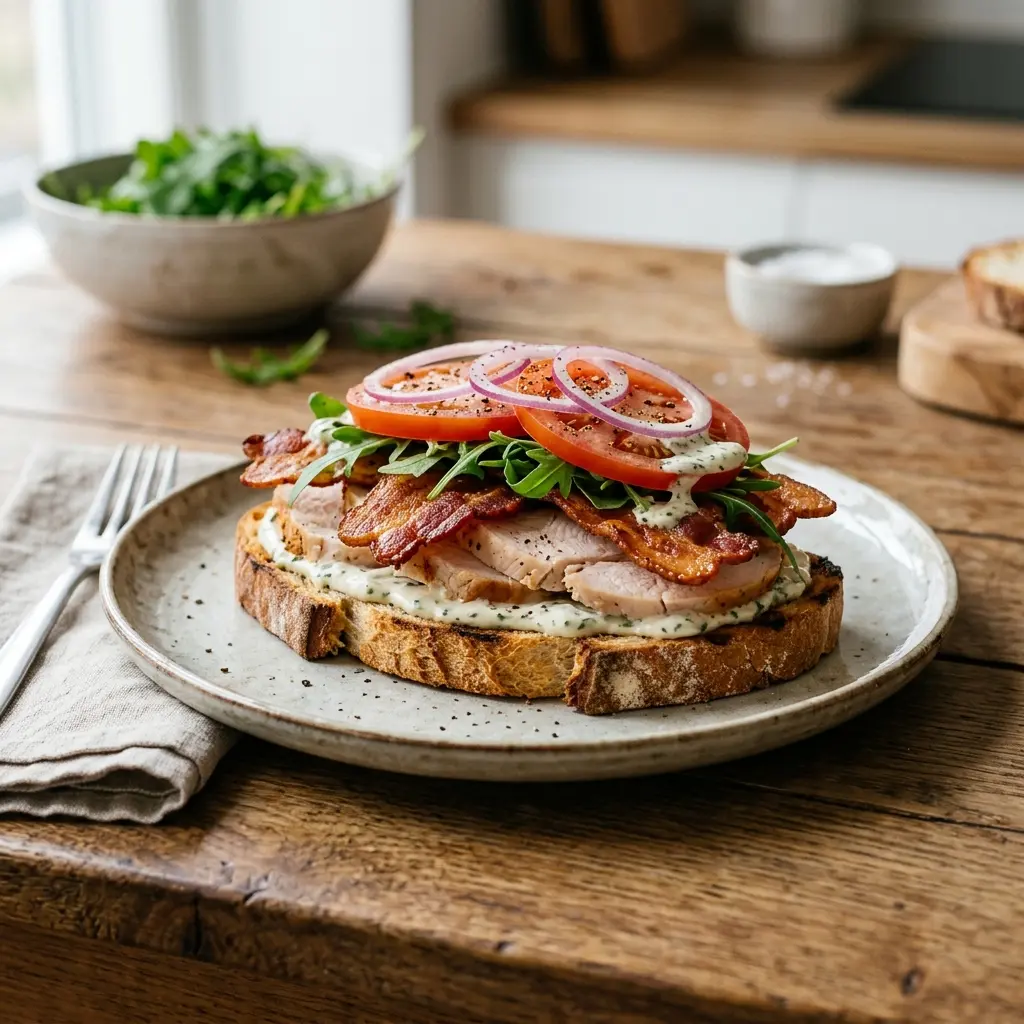 Foto del piatto pronto: Sandwich con tacchino e bacon
