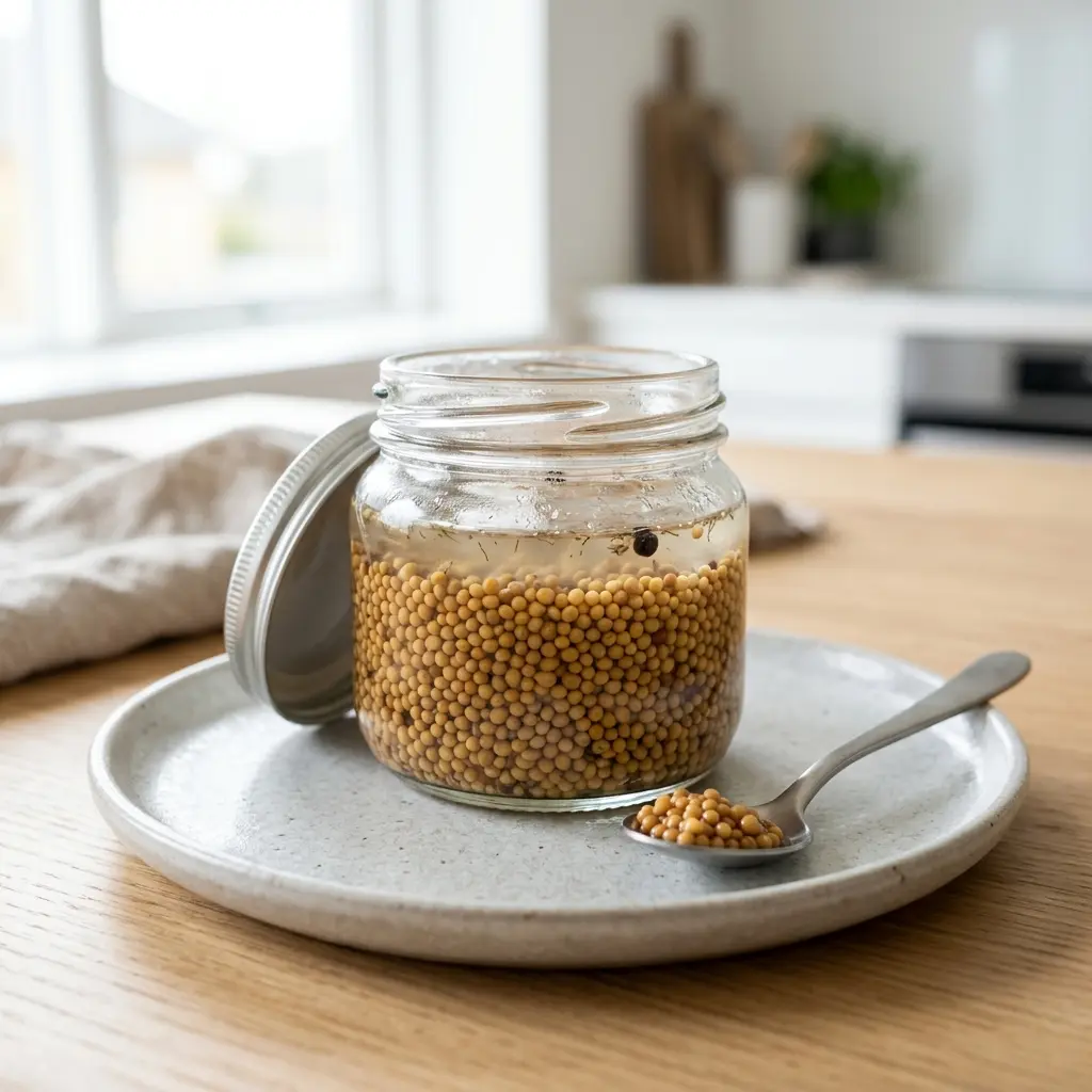 Foto della salsa, del dressing o del condimento: Semi di senape sottaceto