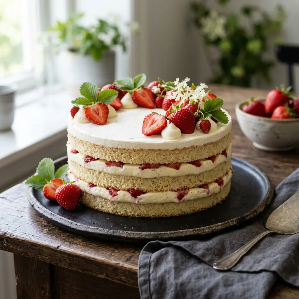 Foto del dessert pronto: Torta a strati alle fragole