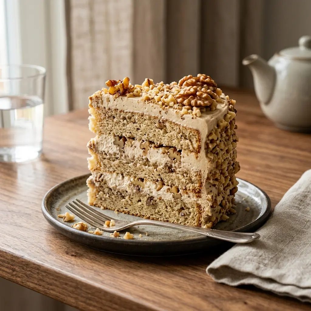Foto del dessert pronto: Torta a strati alle noci