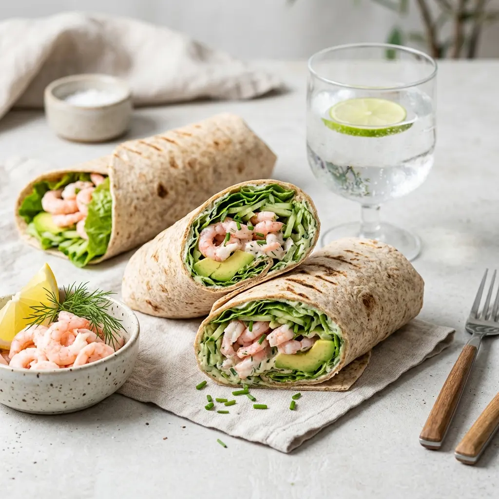 Foto del piatto pronto: Wrap con gamberi e avocado