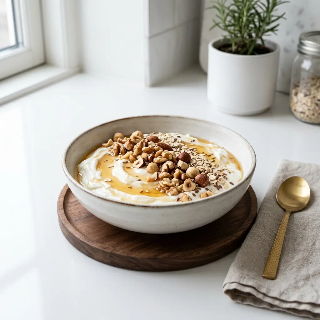 Foto del piatto pronto: Yogurt con miele e noci