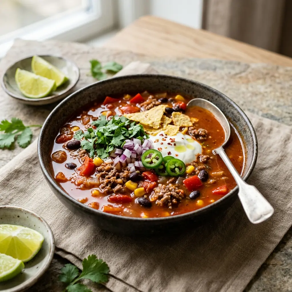 Foto della zuppa pronta: Zuppa con manzo alla messicana