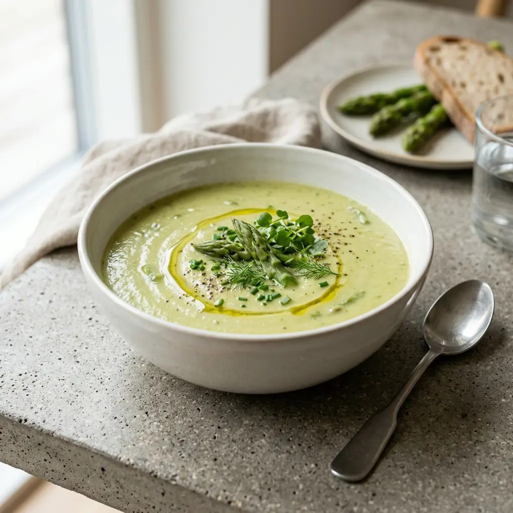 Foto della zuppa pronta: Zuppa di asparagi classica
