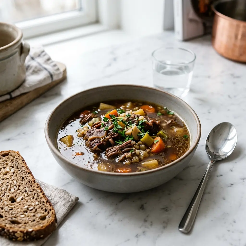Foto della zuppa pronta: Zuppa di coda di manzo