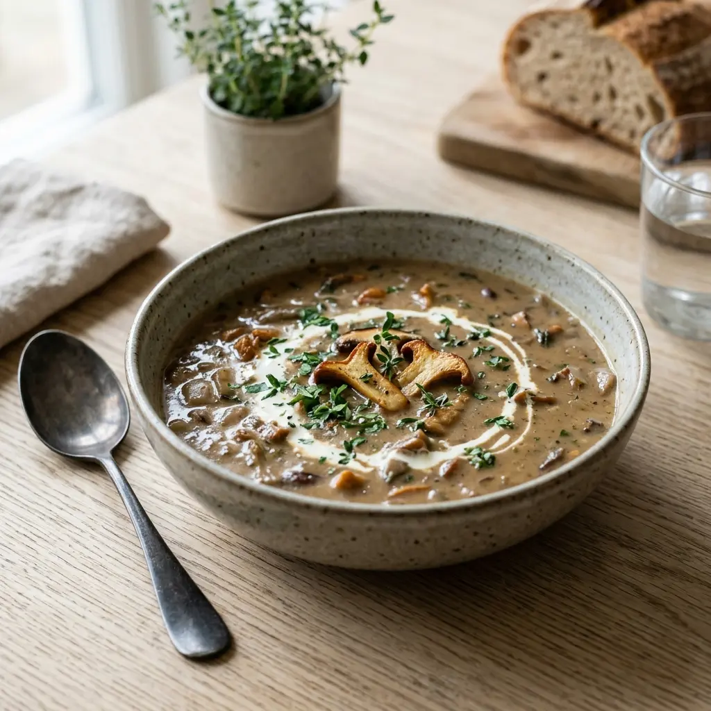 Foto della zuppa pronta: Zuppa di funghi