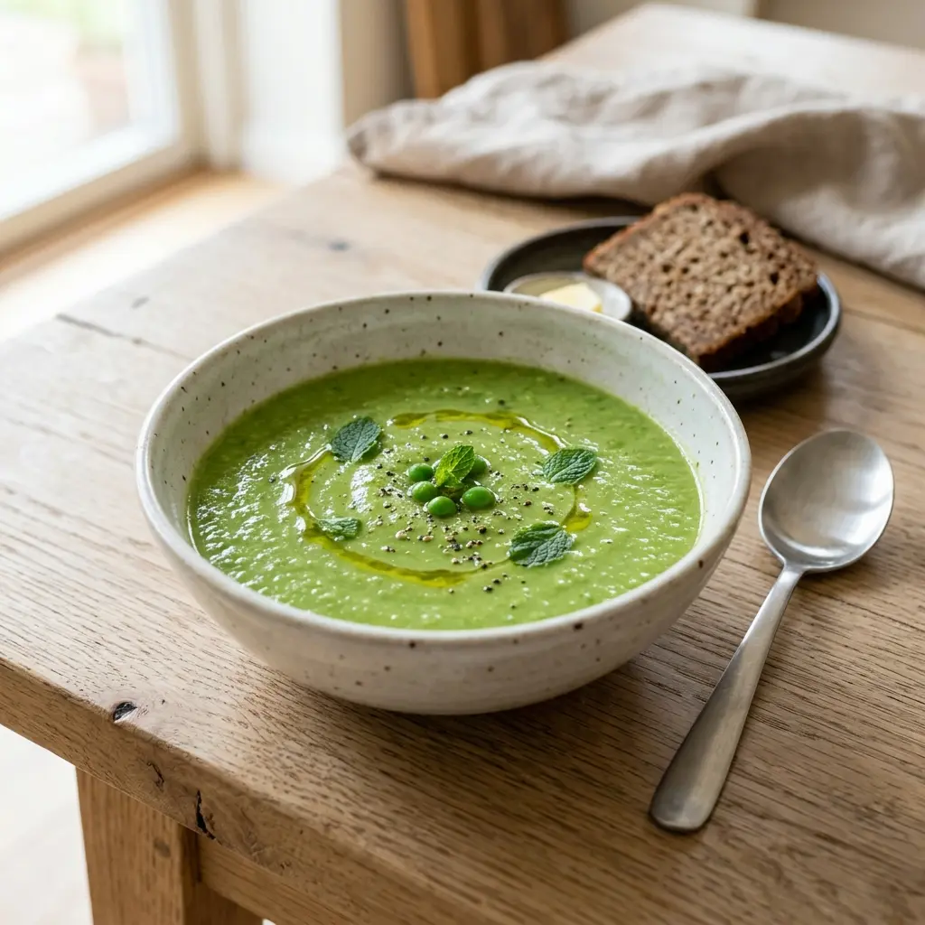 Foto della zuppa pronta: Zuppa di piselli