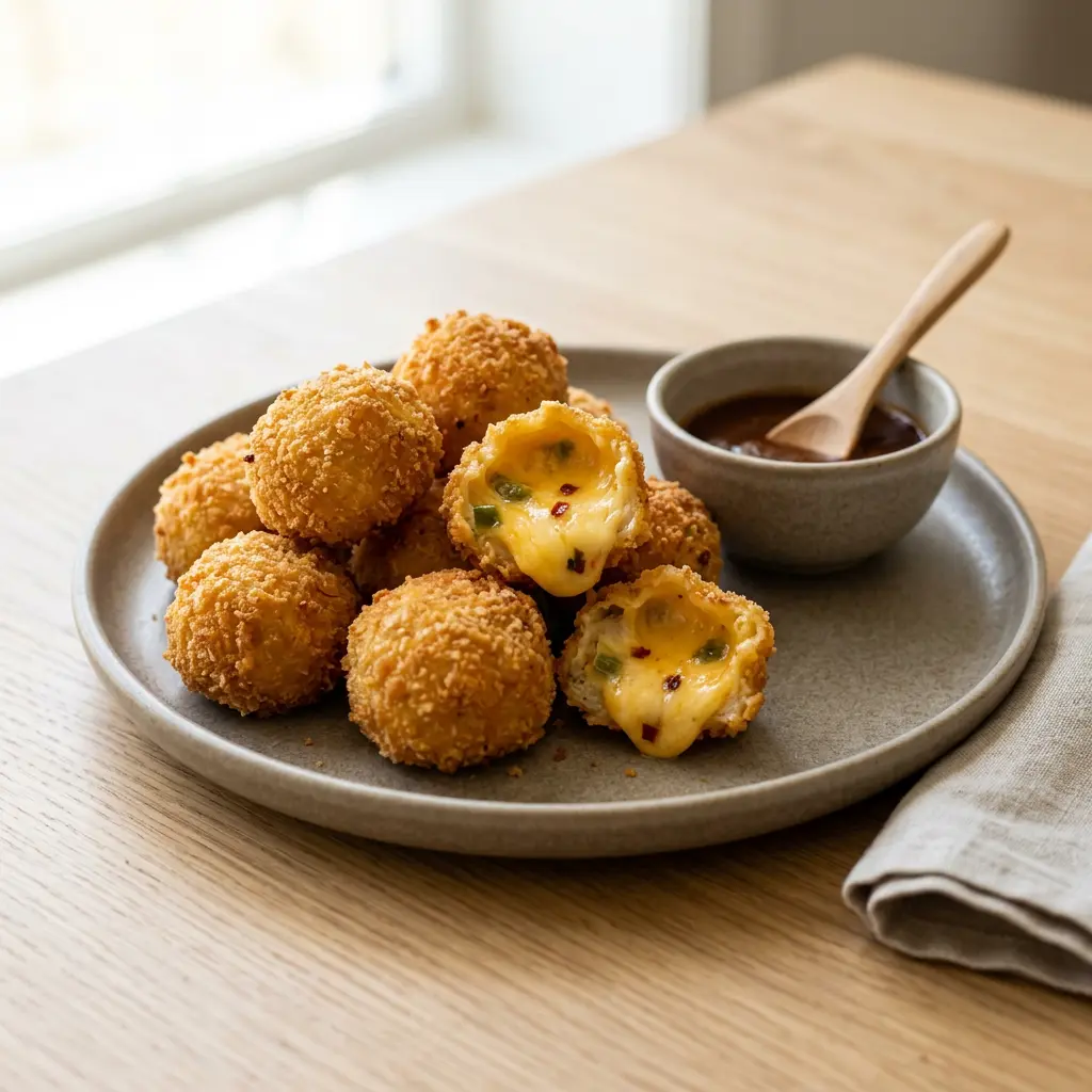 Foto di Bocconcini al peperoncino e formaggio in friggitrice ad aria pronta dalla friggitrice ad aria