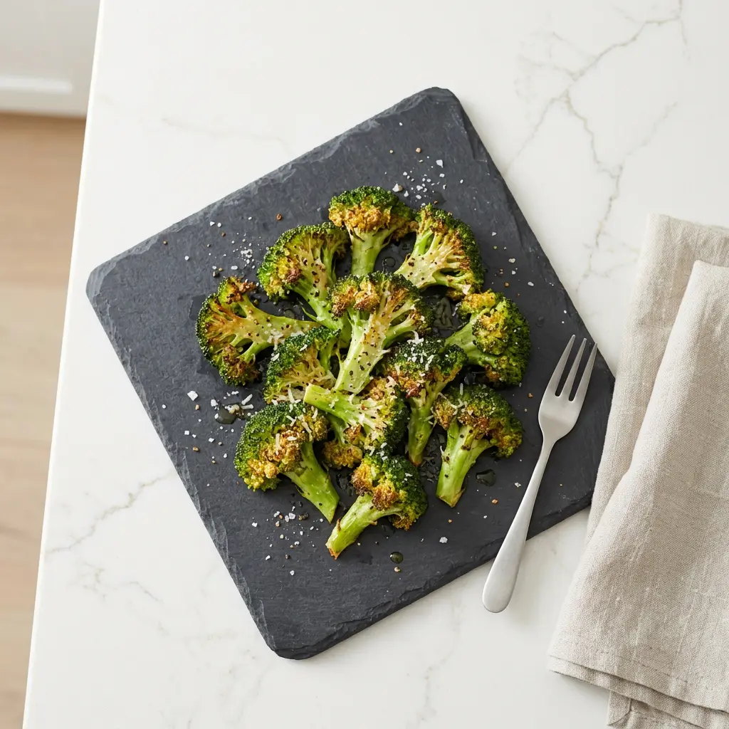 Foto di Broccoli in friggitrice ad aria pronta dalla friggitrice ad aria
