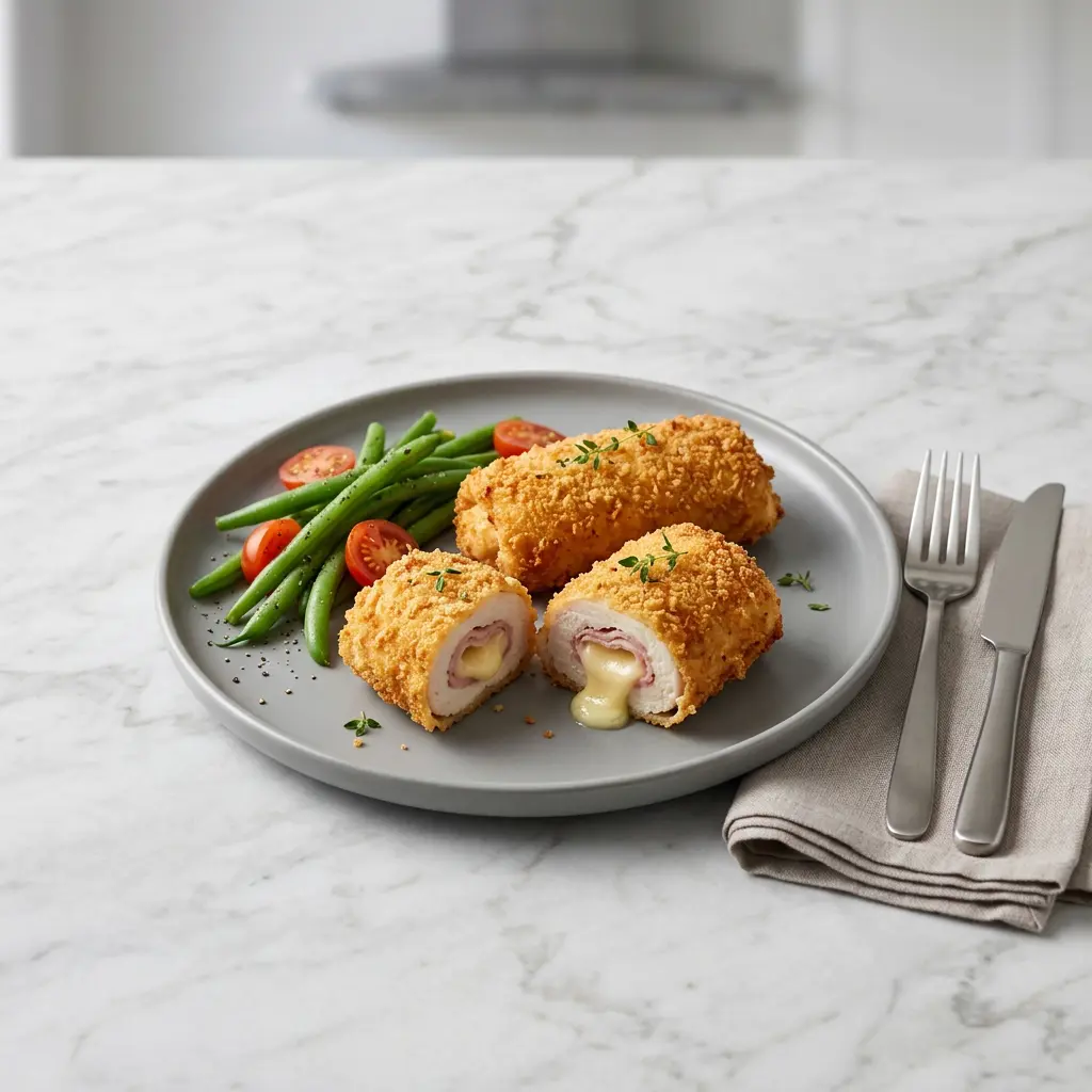 Foto di Cordon bleu di pollo in friggitrice ad aria pronta dalla friggitrice ad aria