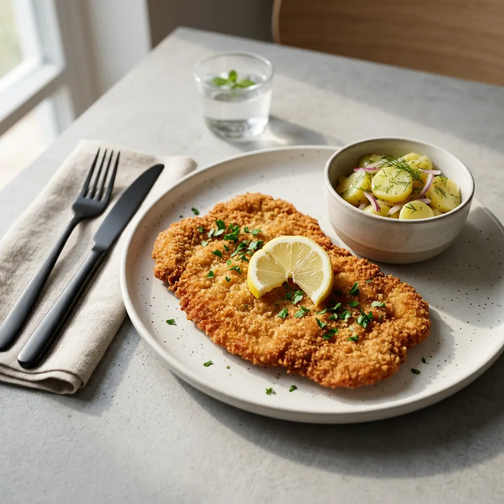Foto di Cotoletta alla viennese in friggitrice ad aria pronta dalla friggitrice ad aria