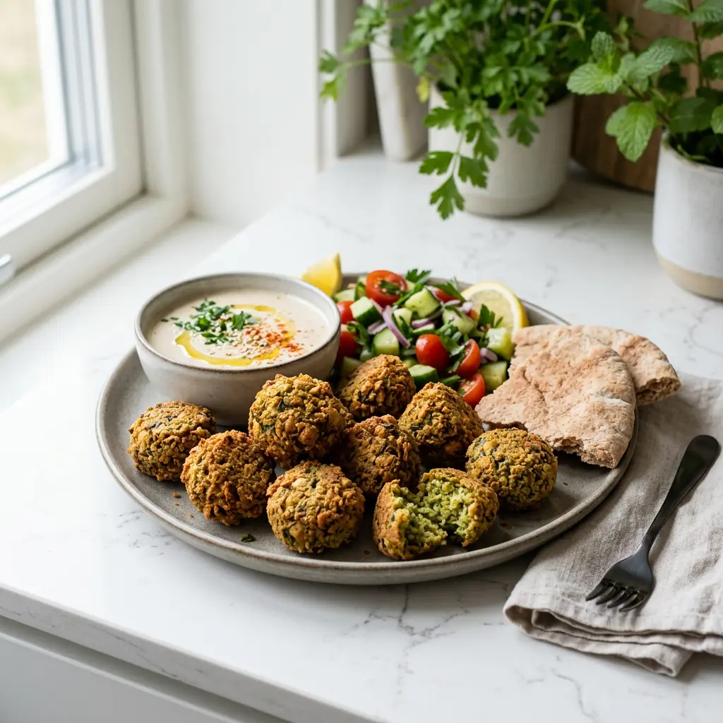 Foto di Falafel in friggitrice ad aria pronta dalla friggitrice ad aria
