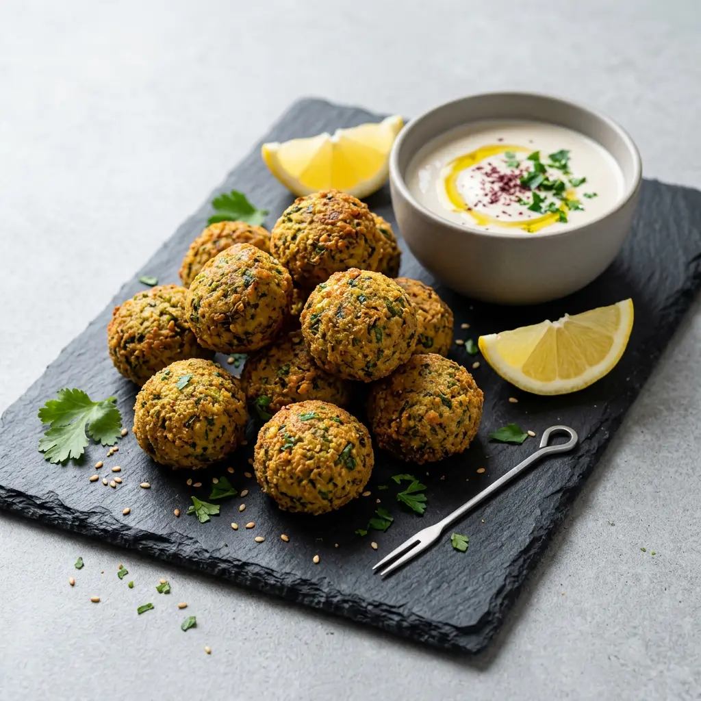 Foto di Falafel surgelati in friggitrice ad aria pronta dalla friggitrice ad aria