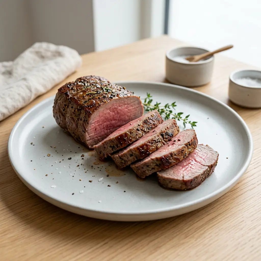 Foto di Filetto di manzo in friggitrice ad aria pronta dalla friggitrice ad aria