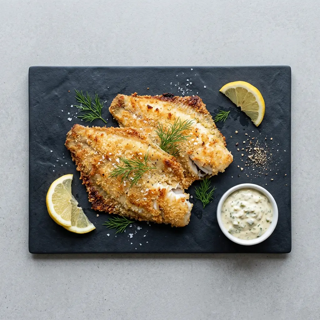 Foto di Filetto di platessa in friggitrice ad aria pronta dalla friggitrice ad aria