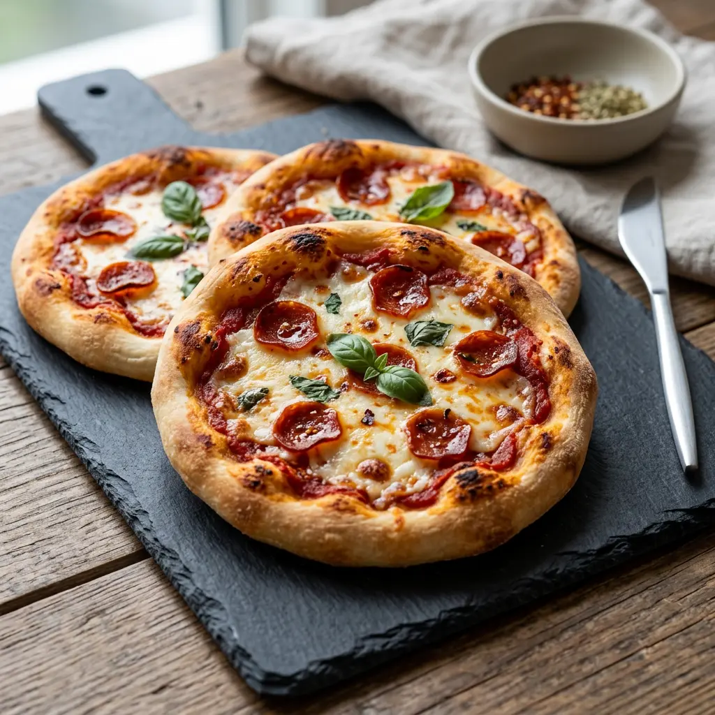 Foto di Mini pizze in friggitrice ad aria pronta dalla friggitrice ad aria