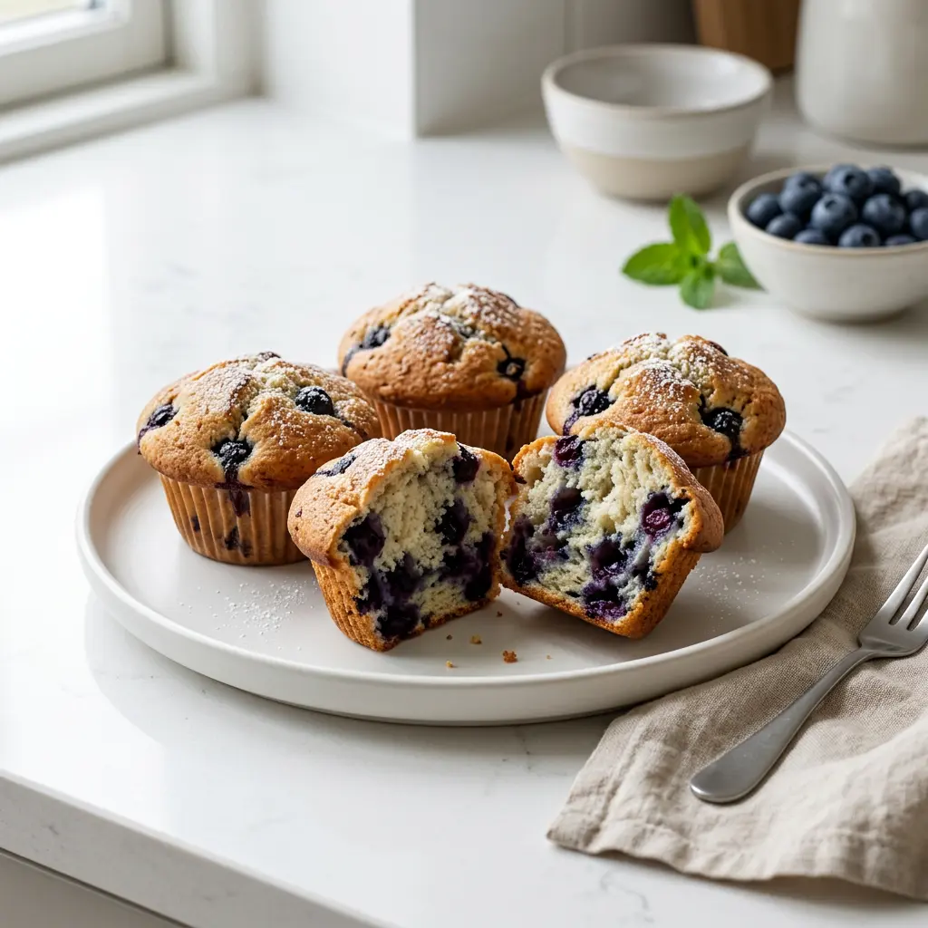 Foto di Muffin ai mirtilli in friggitrice ad aria pronta dalla friggitrice ad aria