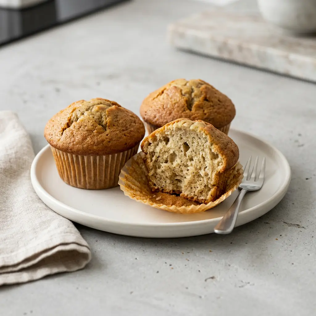 Foto di Muffin alla banana in friggitrice ad aria pronta dalla friggitrice ad aria